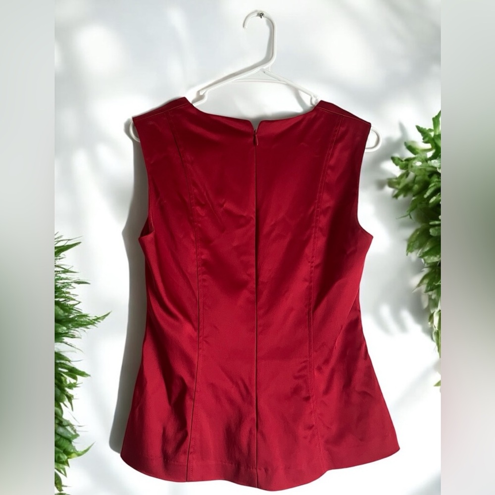 Cache Red Satin Tank Top with Side Ruching (M) - Picture 2 of 4